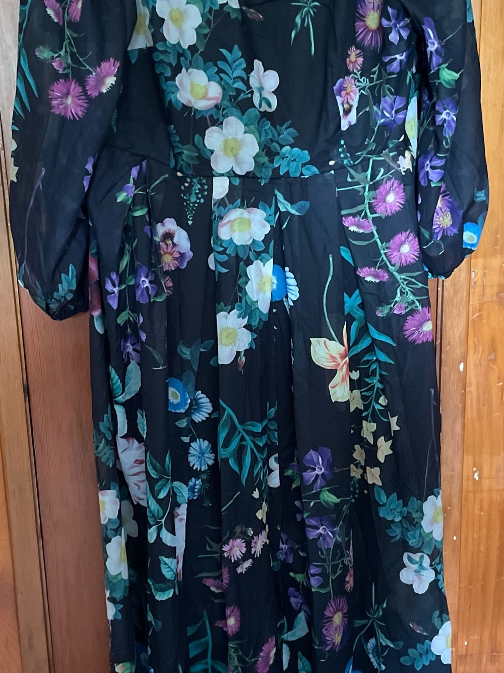 Woman’s Plus Size Navy Floral Maxi Dress with Multicolor Blooms Size 3X
